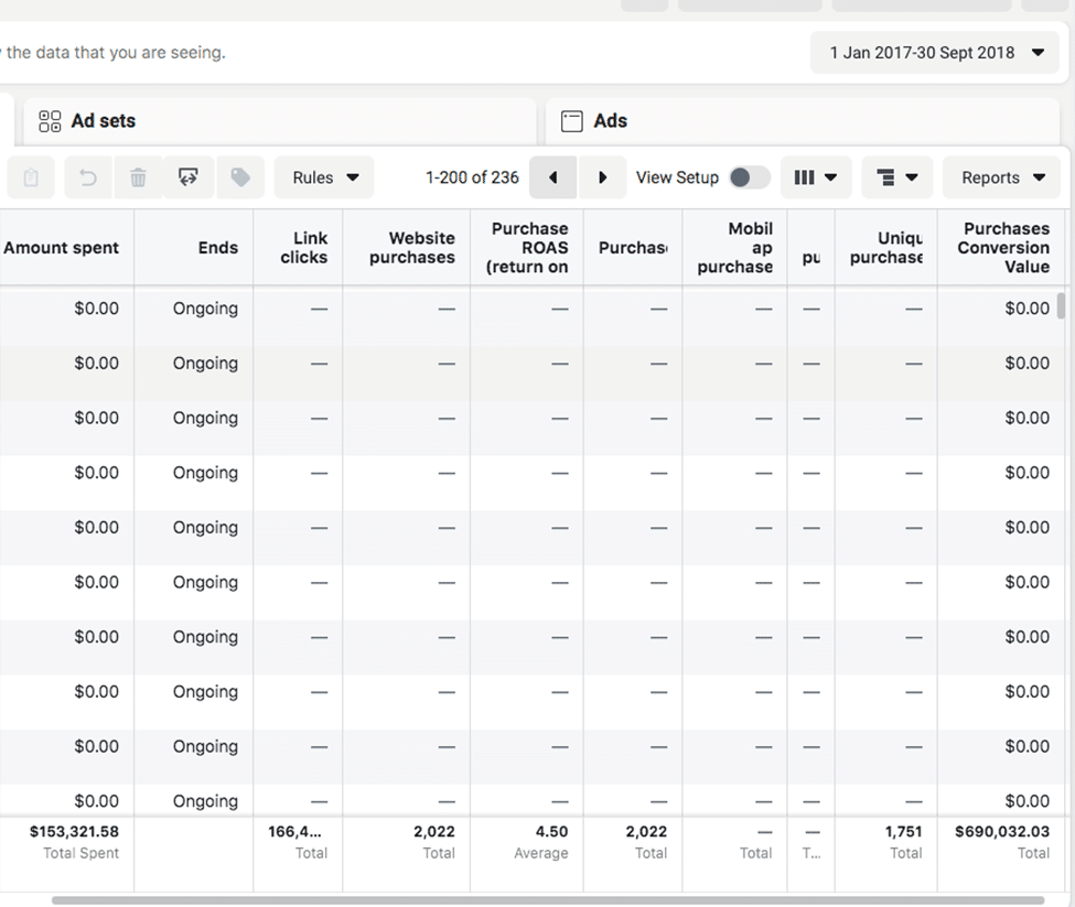 Facebook ad campaign example
